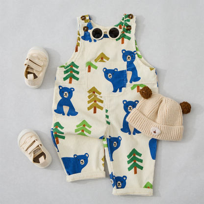Baby Toddler Bear & Tree Corduroy Overalls  - image 2