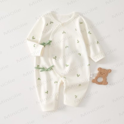 Baby Budding Seamless Kimono Romper - White - 3-6M - image 1