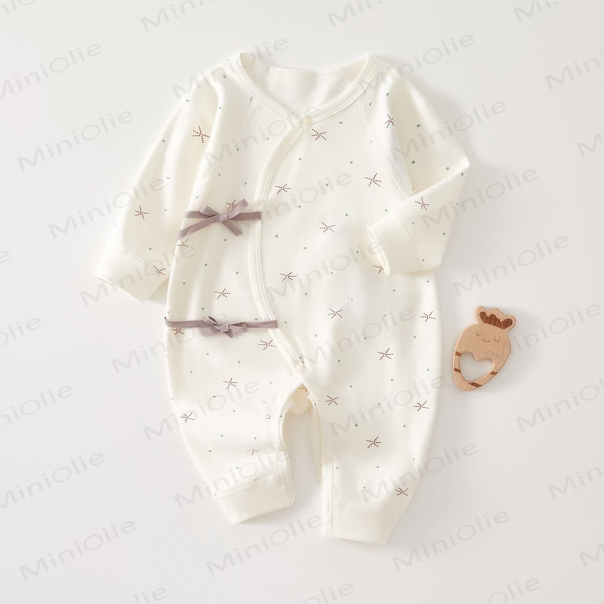 Baby Dots Seamless Kimono Romper - White - 3-6M - image 1