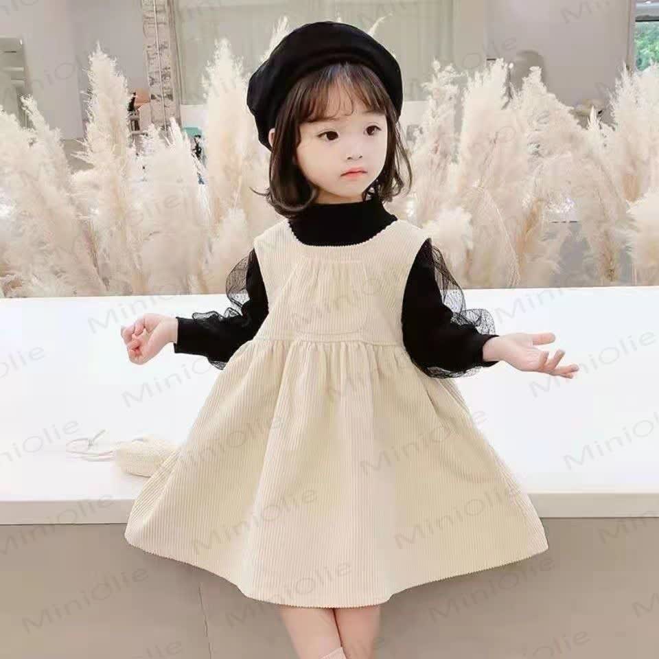 Toddler Girl Solid Color Cord Sleeveless Dress - Beige - 8Y - image 2