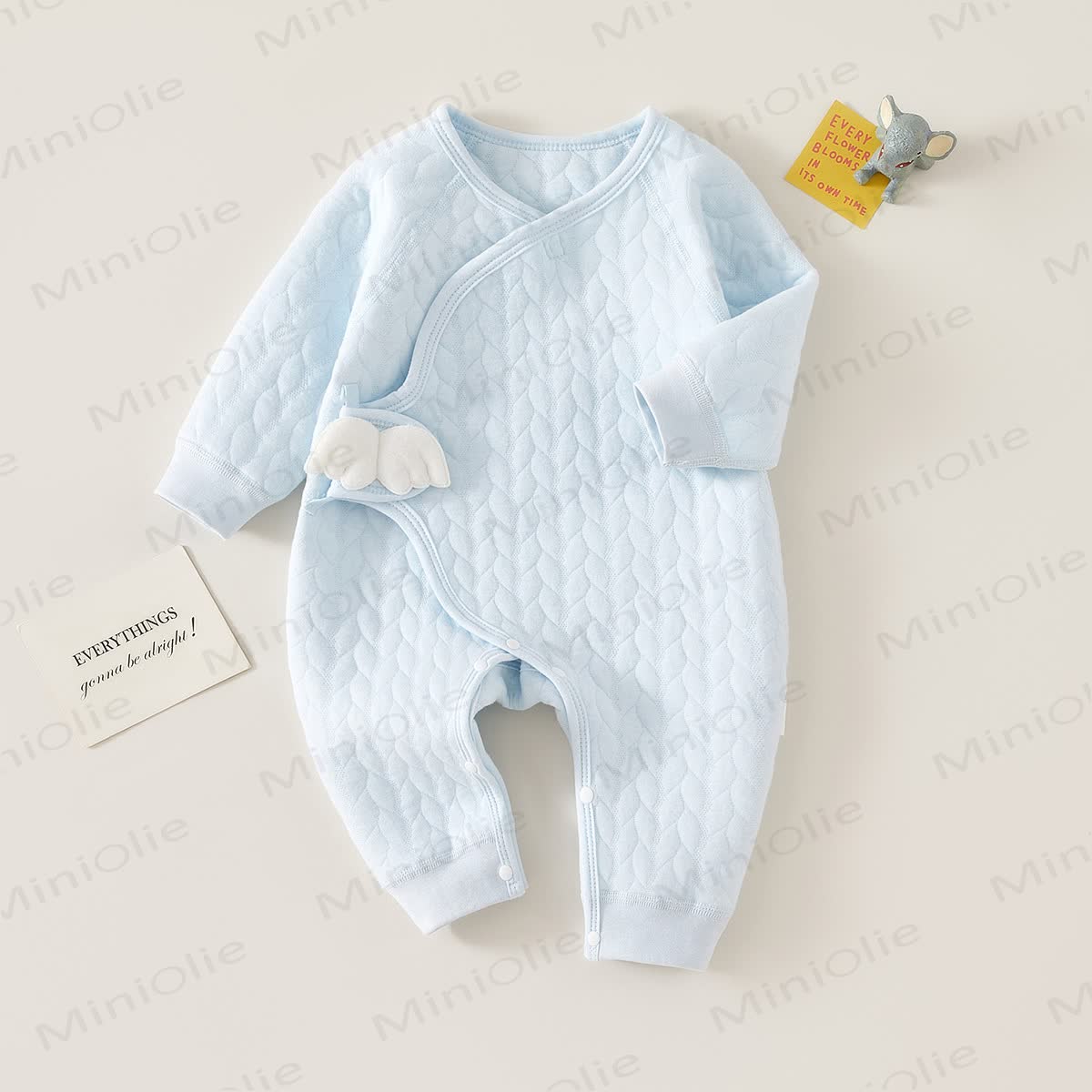 Baby Wigs Quilted Pajamas Romper - Blue - 3-6M - image 1