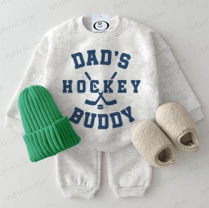 DADDY'S HOCKEY BUDDY Baby Sweatshirt 2-piece Grey Set - Light Grey - 2-3T - image 1