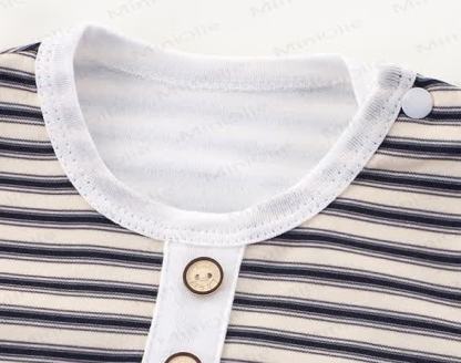 Baby Crew Neck Striped Romper - image 3