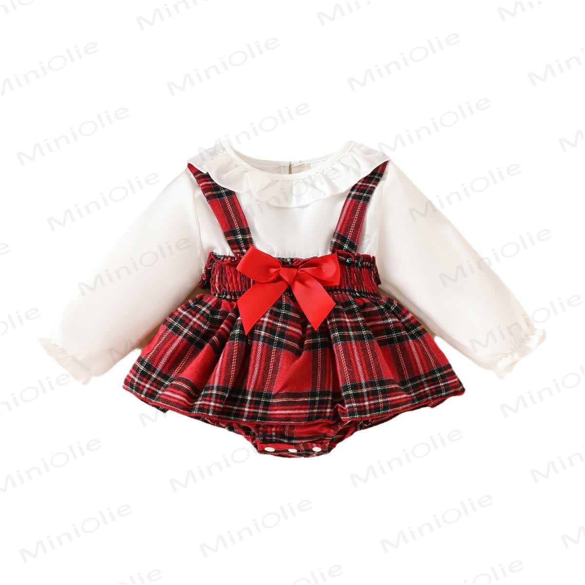 Baby Christmas Plaid Fake 2pcs Bodysuit - image 5