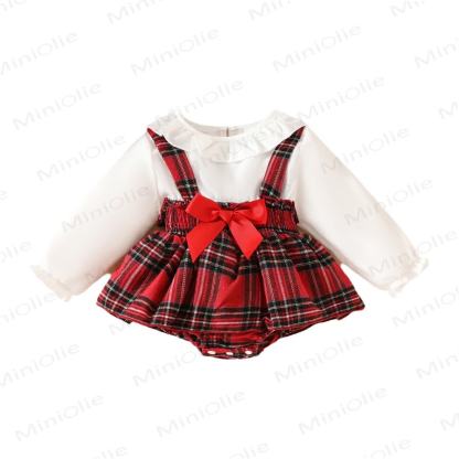Baby Christmas Plaid Fake 2pcs Bodysuit - image 5