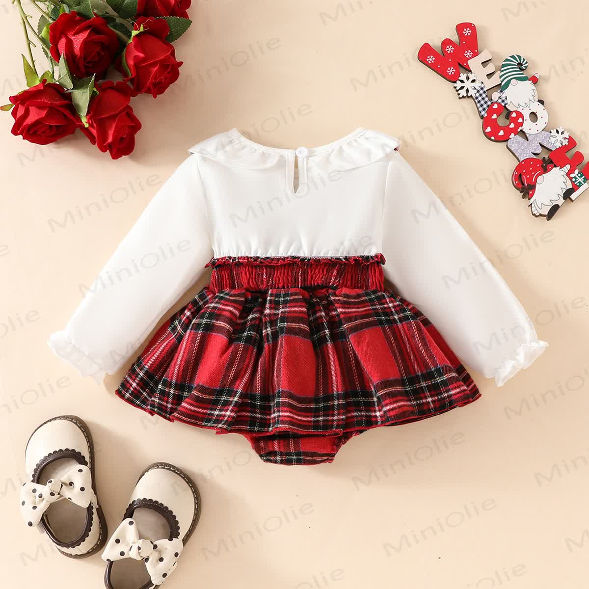 Baby Christmas Plaid Fake 2pcs Bodysuit - image 2