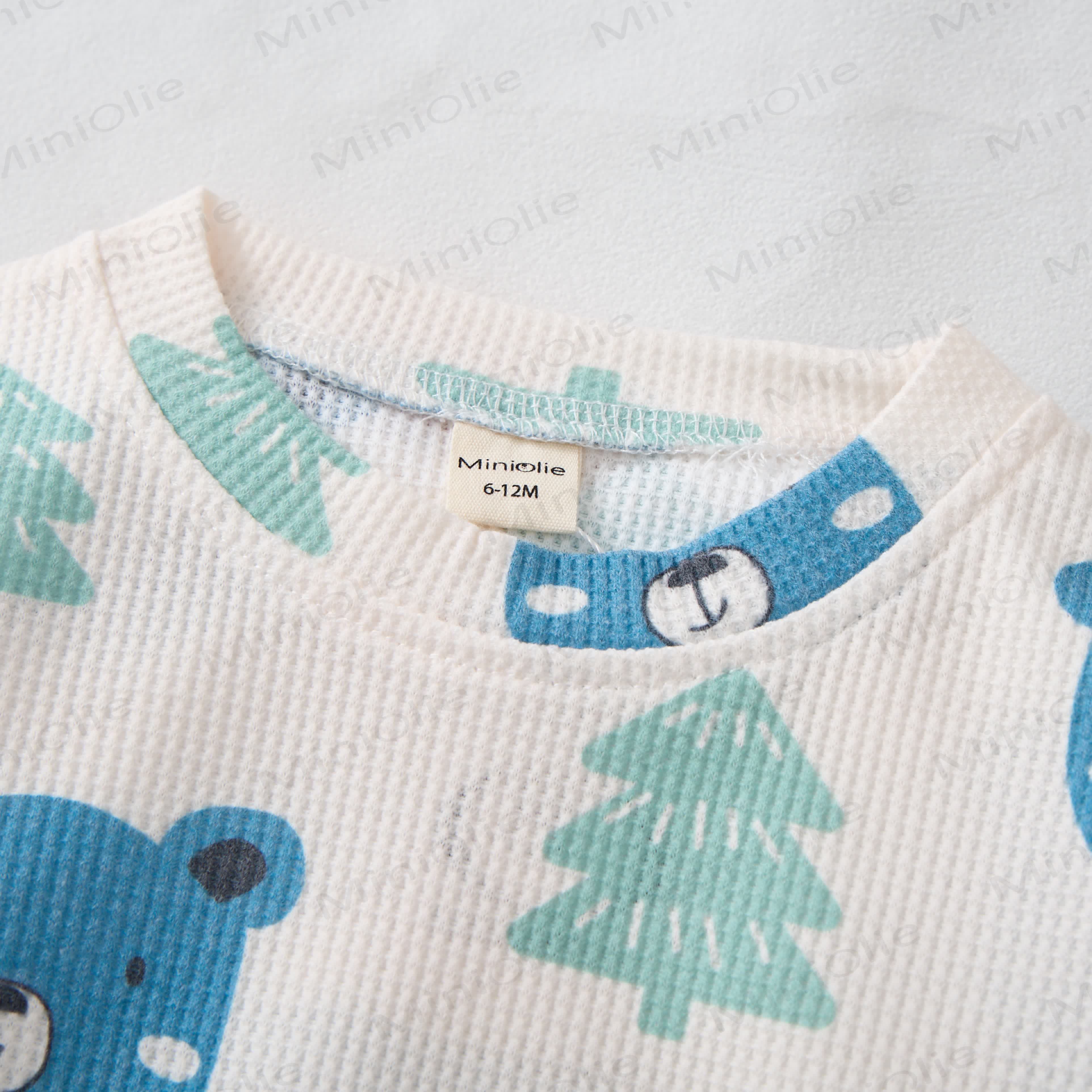 Baby Toddler Blue Bear Waffle 2-piece Set - image 5