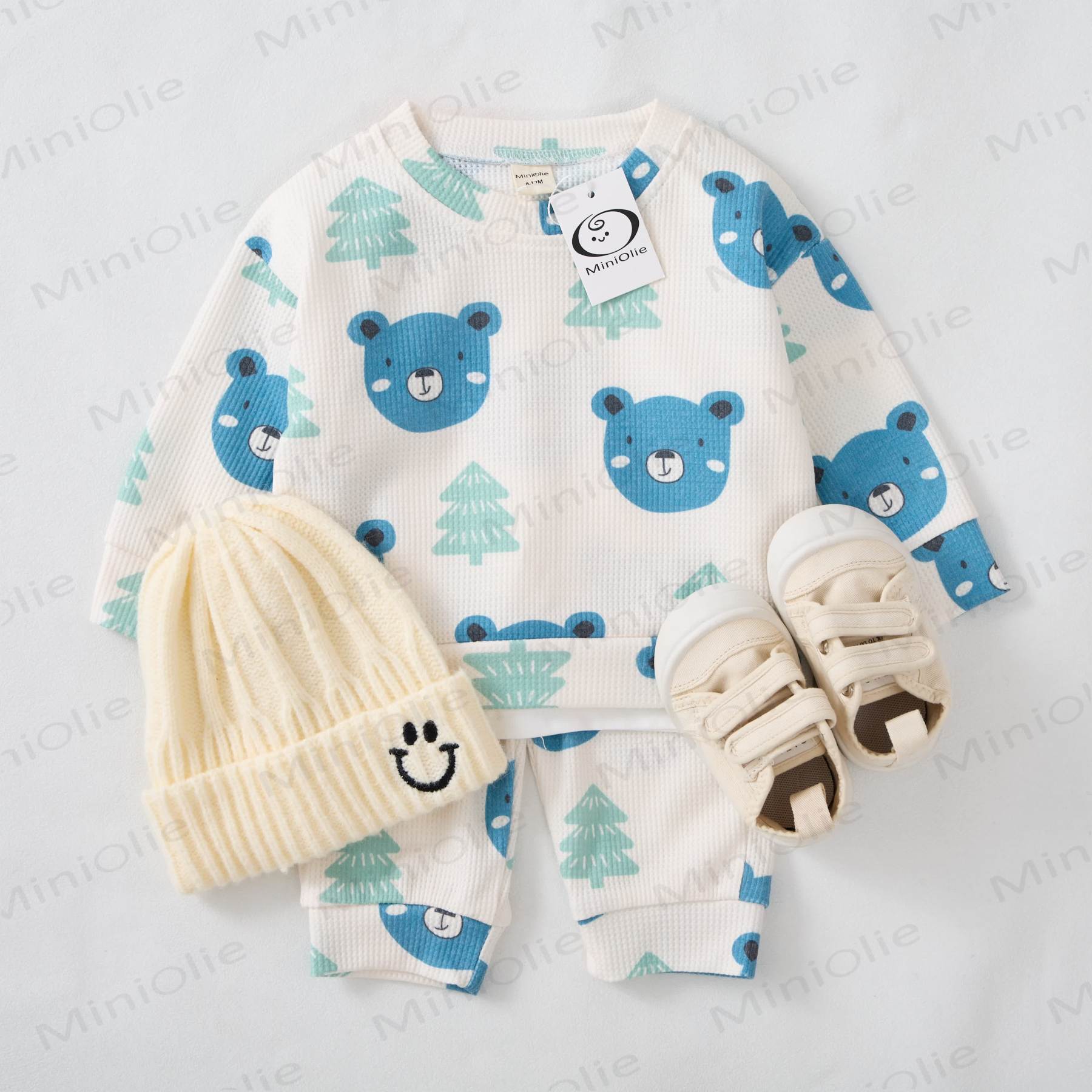 Baby Toddler Blue Bear Waffle 2-piece Set - image 2