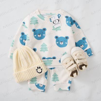 Baby Toddler Blue Bear Waffle 2-piece Set - image 2