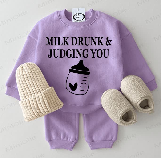 MILK DRUNK & JUDING YOU Baby Sweatshirt 2-piece Purple Set - Purple - 2-3T - image 1