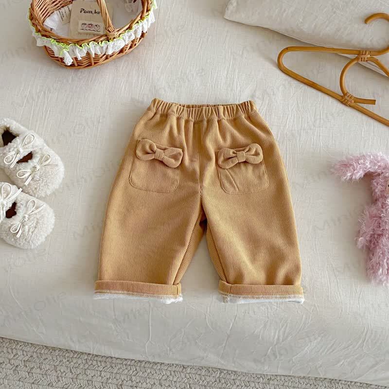 Baby Toddler Girl Bow Cord Fleece Lined Pants - Yellow - 5-7T - image 4