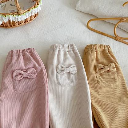 Baby Toddler Girl Bow Cord Fleece Lined Pants - image 8