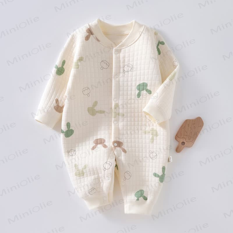  Baby Rabbit Quilted Pajamas Romper - Beige - 18-24M - image 1