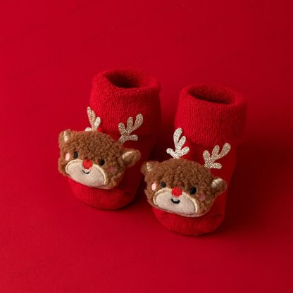 Baby Toddler Fleece Lined Christmas Socks - Deer - 1-3T - image 3