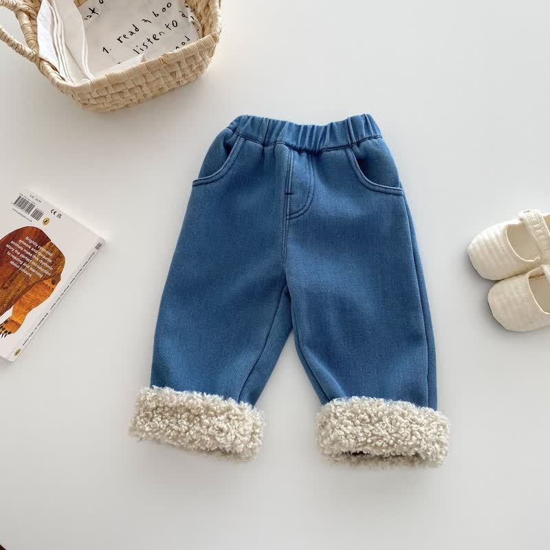 Baby Toddler Girl Denim Fleece Lined Pants - image 4