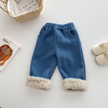 Baby Toddler Girl Denim Fleece Lined Pants - image 4