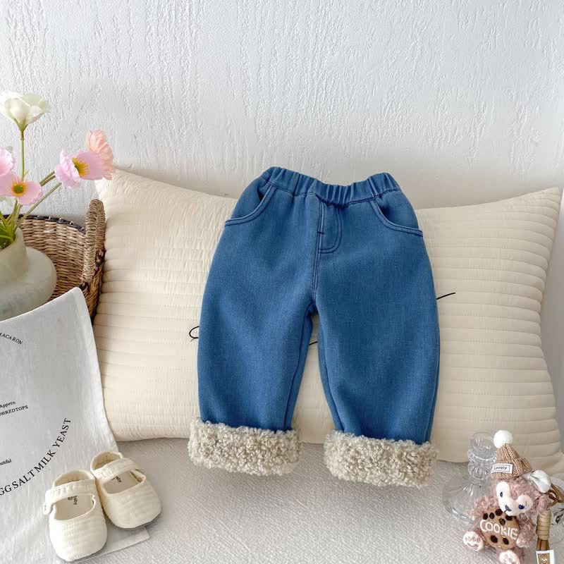 Baby Toddler Girl Denim Fleece Lined Pants - image 6