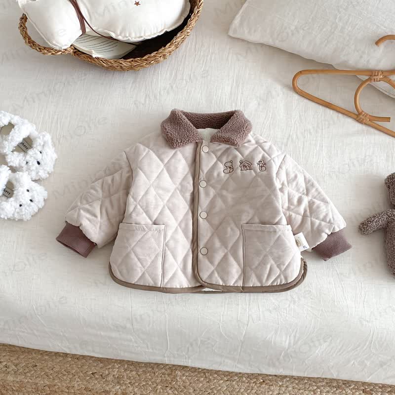 Baby Toddler Quilting Quilted Outerwear - Cream - 5-7T - image 3