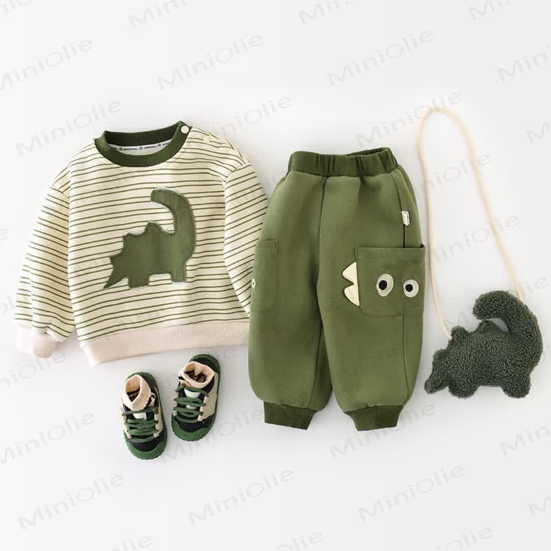 Baby Dinosaur Stripe Green Top & Pants - image 2