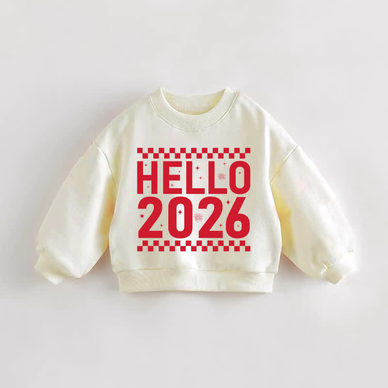 HELLO 2026 Baby Toddler Sweatshirt - Cream - 3-5T - image 1