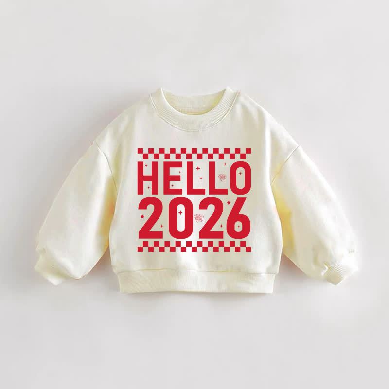 HELLO 2026 Baby Toddler Sweatshirt - Cream - 3-5T - image 1