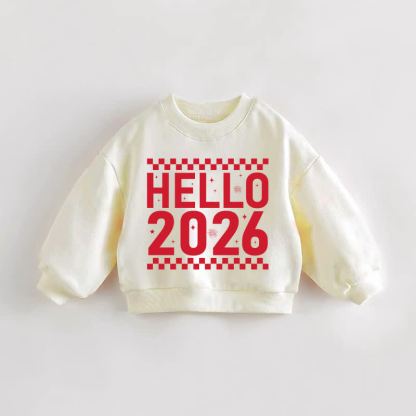 HELLO 2026 Baby Toddler Sweatshirt - Cream - 3-5T - image 1