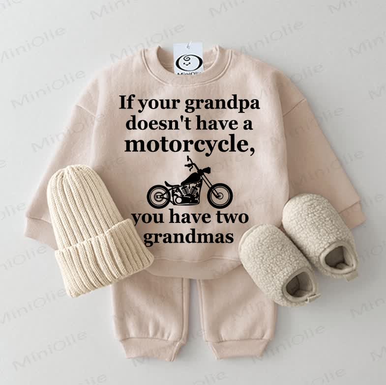 IF YOUR GRANDPA DOESN'T HAVE A MOTORCYCLE, YOU HAVE TWO GANDMAS Baby 2-piece Beige Set - Beige - 2-3T - image 1