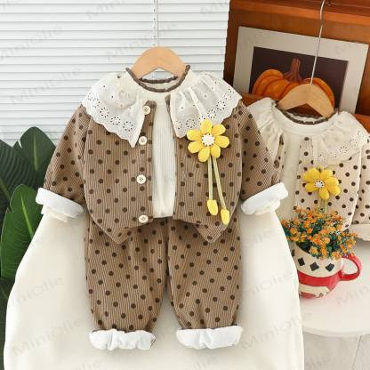 Baby Toddler Girl Flower Dot 2-piece Set - image 2