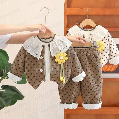 Baby Toddler Girl Flower Dot 2-piece Set - image 1