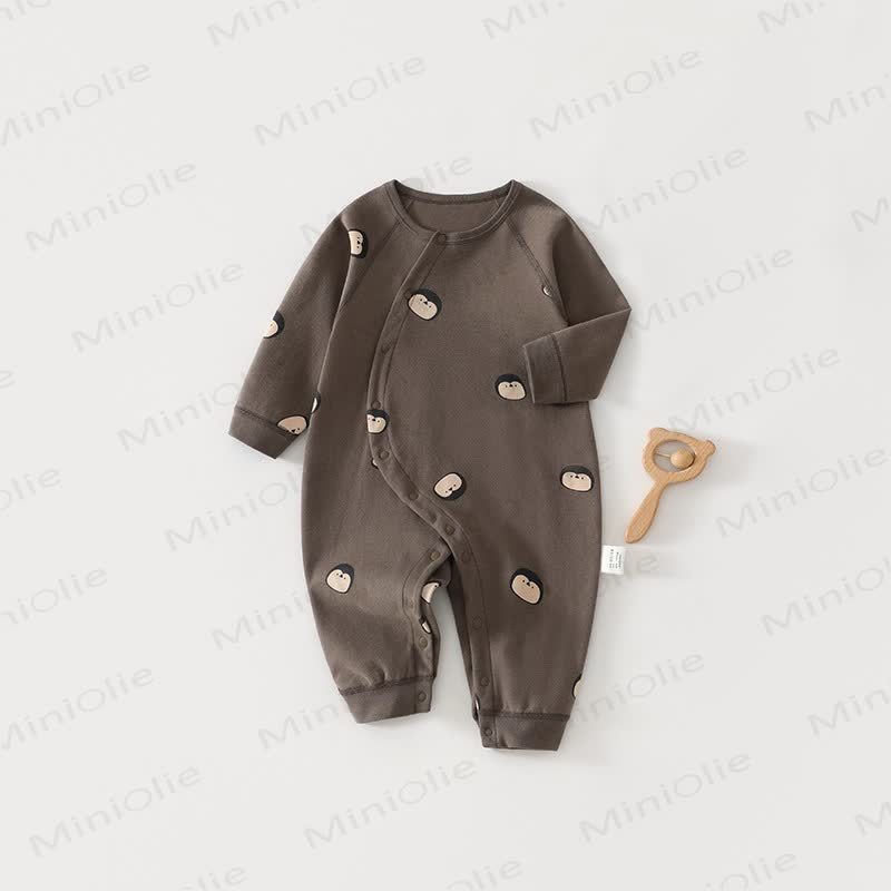 Baby Solid Color Printed Romper - Cocoa - 18-24M - image 3