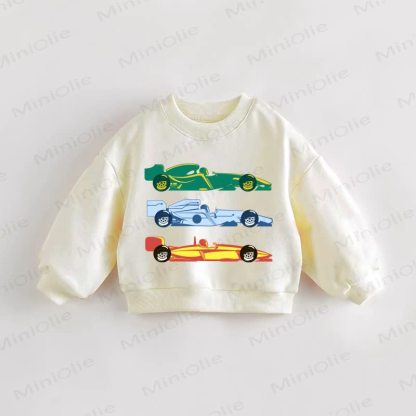  Baby Three Racing Cars Toddler Sweatshirt - Cream - 3-5T - image 1