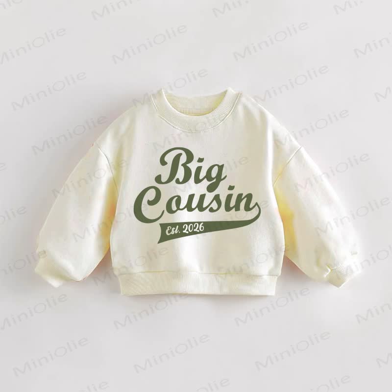 BIG COUSIN EST.2026 Baby Toddler Sweatshirt - Cream - 3-5T - image 1