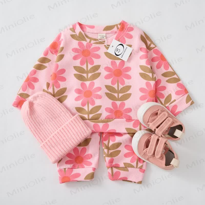 Baby Toddler Pink Sunflower Waffle 2-piece Set - image 2