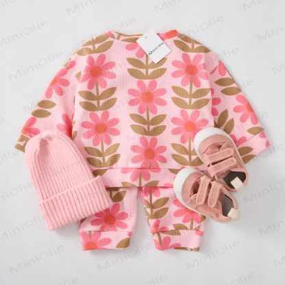 Baby Toddler Pink Sunflower Waffle 2-piece Set - image 3