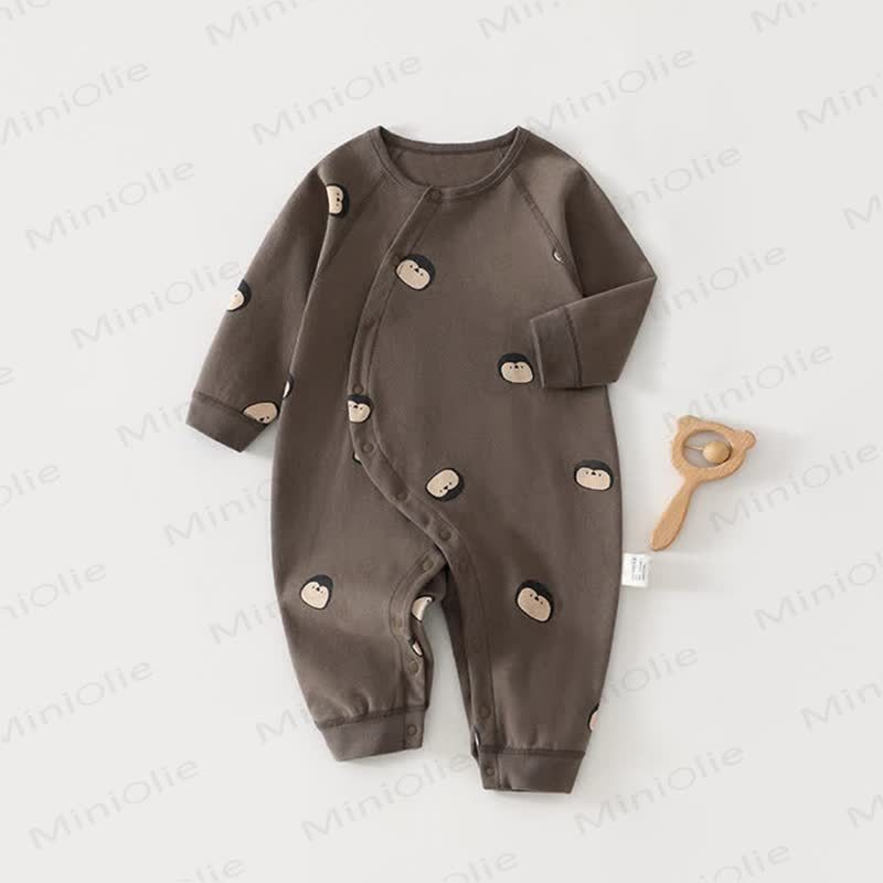 Baby Solid Color Printed Romper - image 2