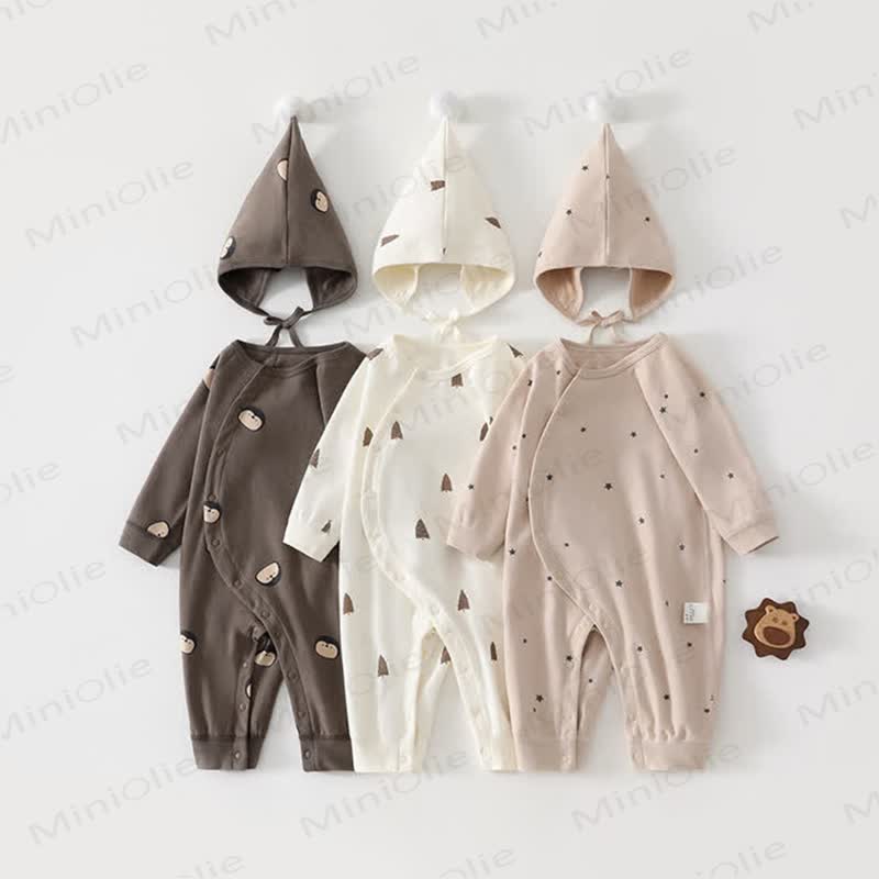 Baby Solid Color Printed Romper - image 1