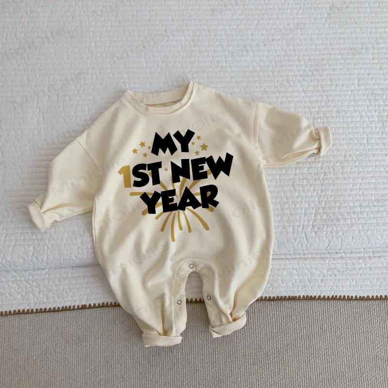 MY 1ST NEW YEAR Baby Toddler Beige Romper - Beige - 2-3T - image 1