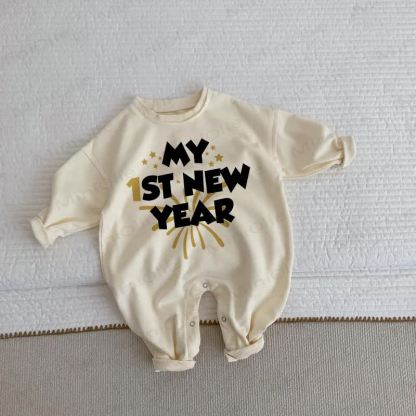 MY 1ST NEW YEAR Baby Toddler Beige Romper - Beige - 2-3T - image 1