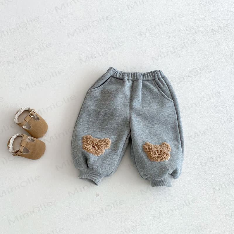 Baby Toddler Bear Fleece Lined Pants - Grey - 5-7T - image 5