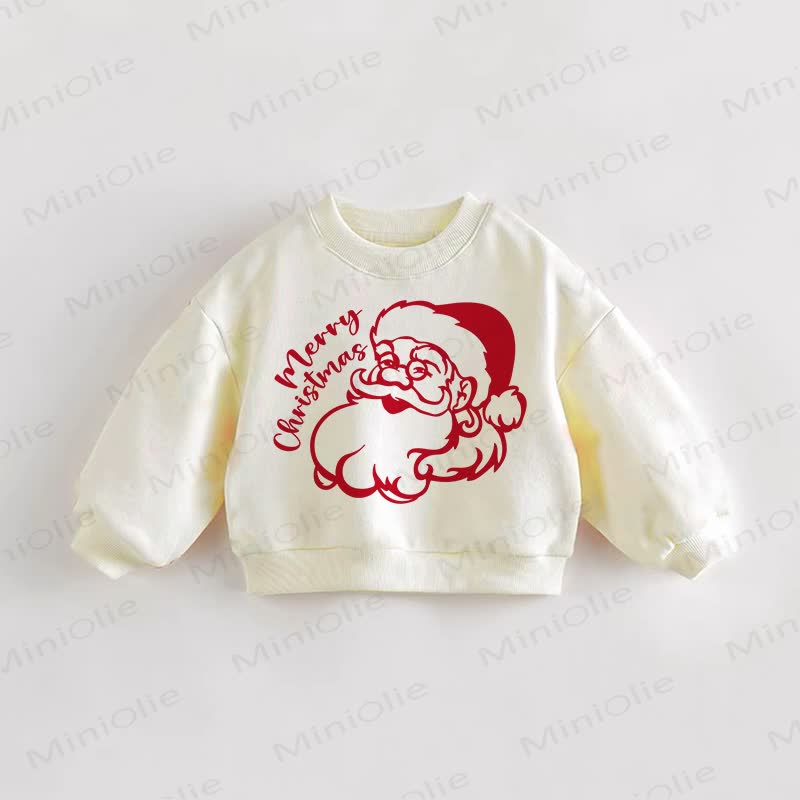 MERRY CHRISTMAS Baby Toddler Santa Cream Sweatshirt - Cream - 3-5T - image 1