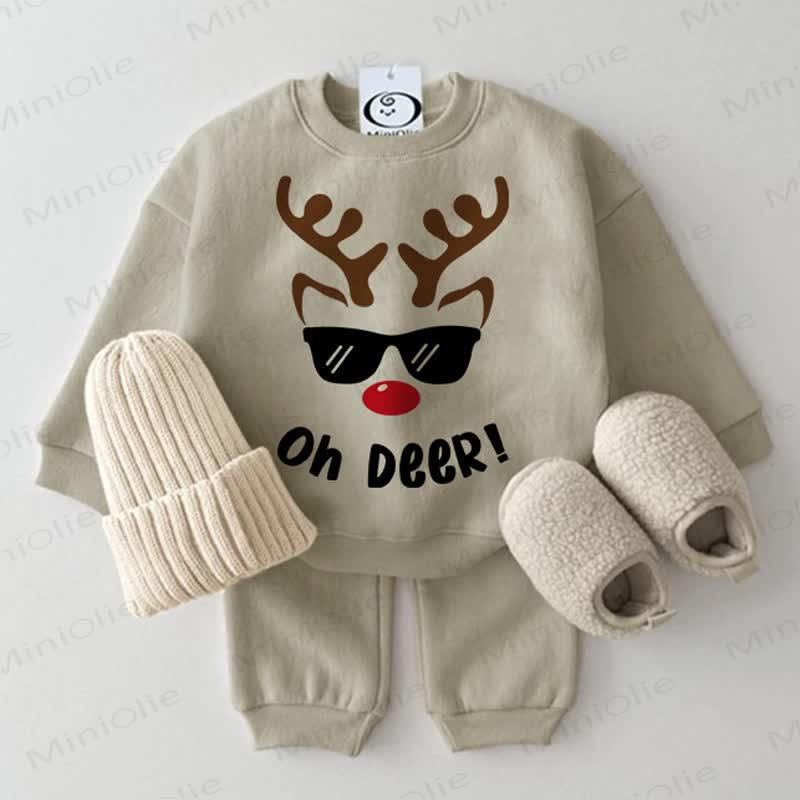 OH DEER Baby Grey Green 2-piece Set - Grey Green - 2-3T - image 1