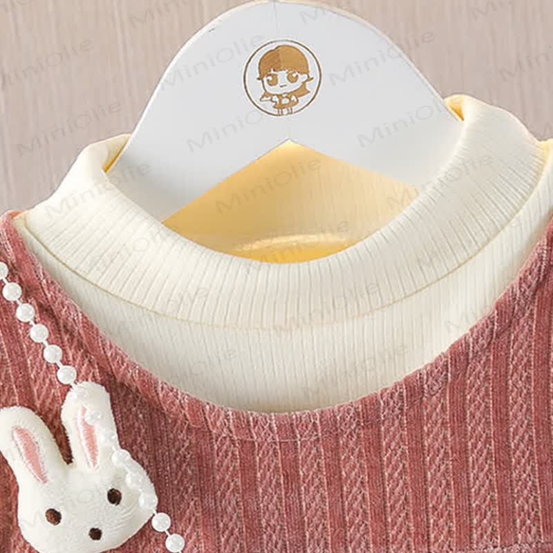 Baby Girl Bunny Fleece Lined Dress - image 3