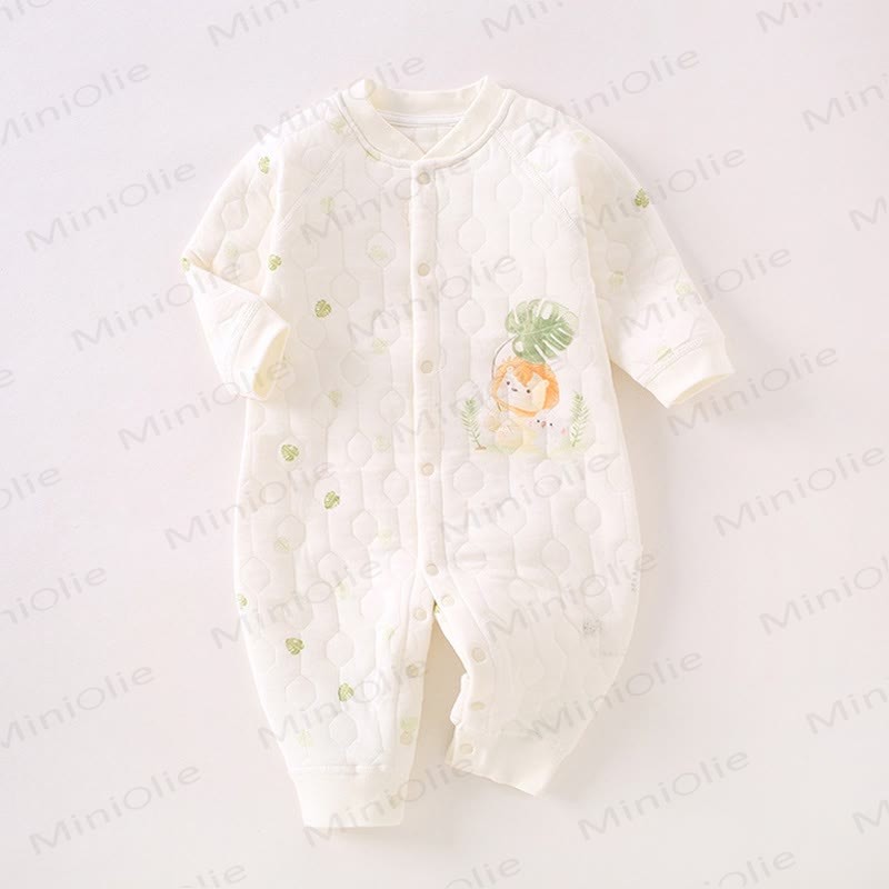 Baby Cotton Lion Pajamas Romper - Beige - 18-24M - image 1