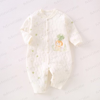 Baby Cotton Lion Pajamas Romper - Beige - 18-24M - image 1