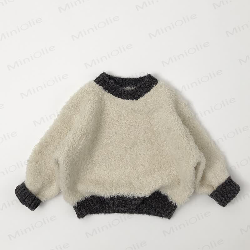 Kid Round Neck Pullover Knit Sweater - Beige - 8Y - image 2