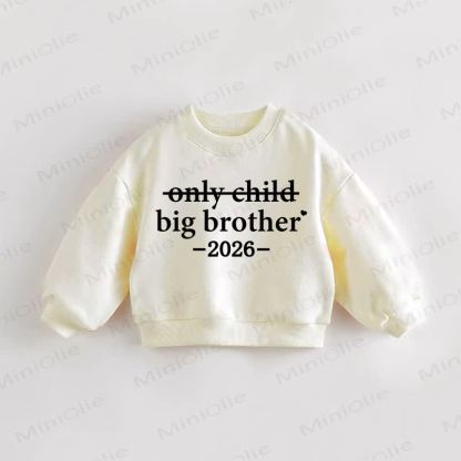 ONLY CHILD BIG BROTHER 2026 Baby Toddler Bow Sweatshirt - Cream - 3-5T - image 1