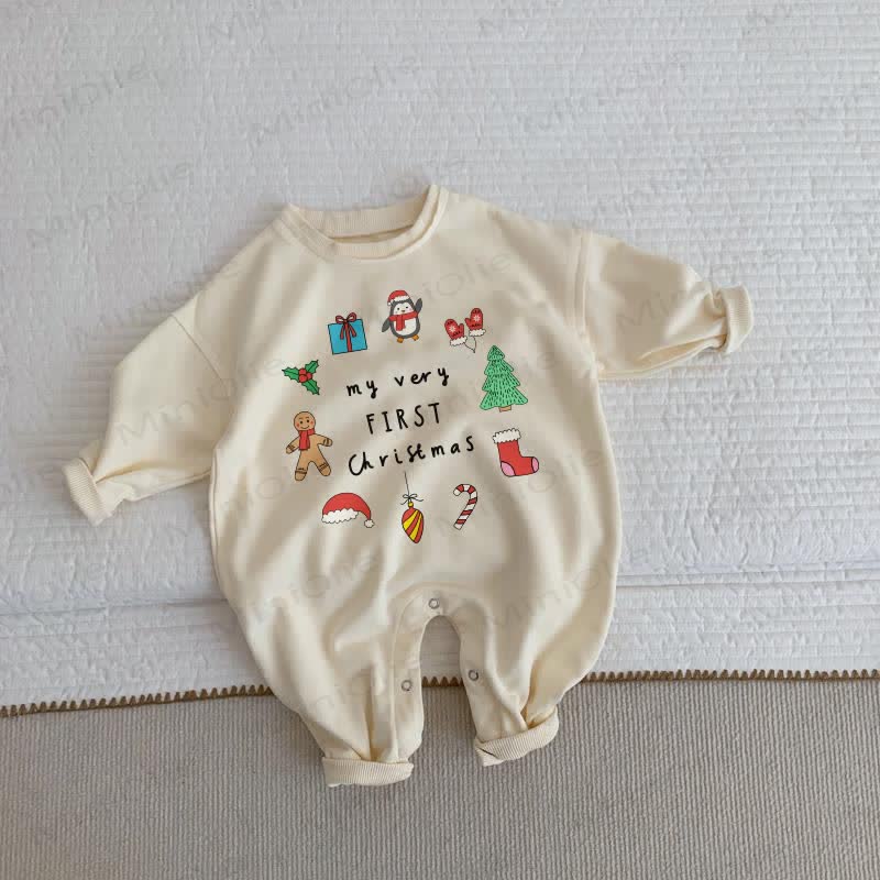 MY VERY FIRST CHRISTMAS Baby Beige Romper - Beige - 2-3T - image 1