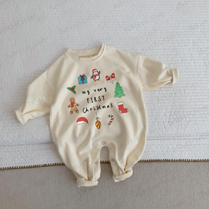 MY VERY FIRST CHRISTMAS Baby Beige Romper - Beige - 2-3T - image 1