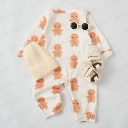 Baby Gingerbread Man Waffle Romper - image 2