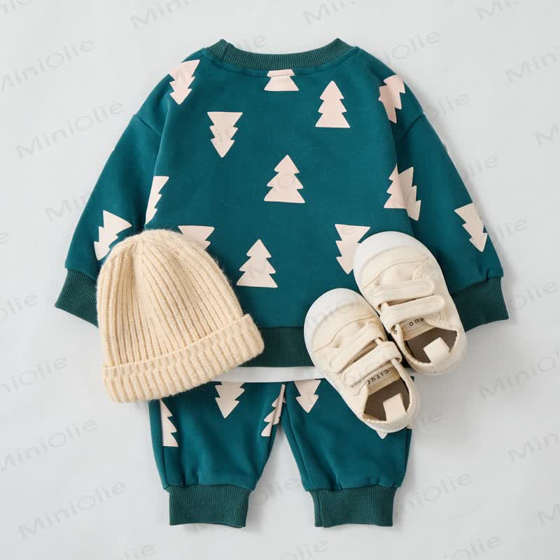 Baby Toddler Green Christmas Tree 2-piece Sweatshirt Set - image 2